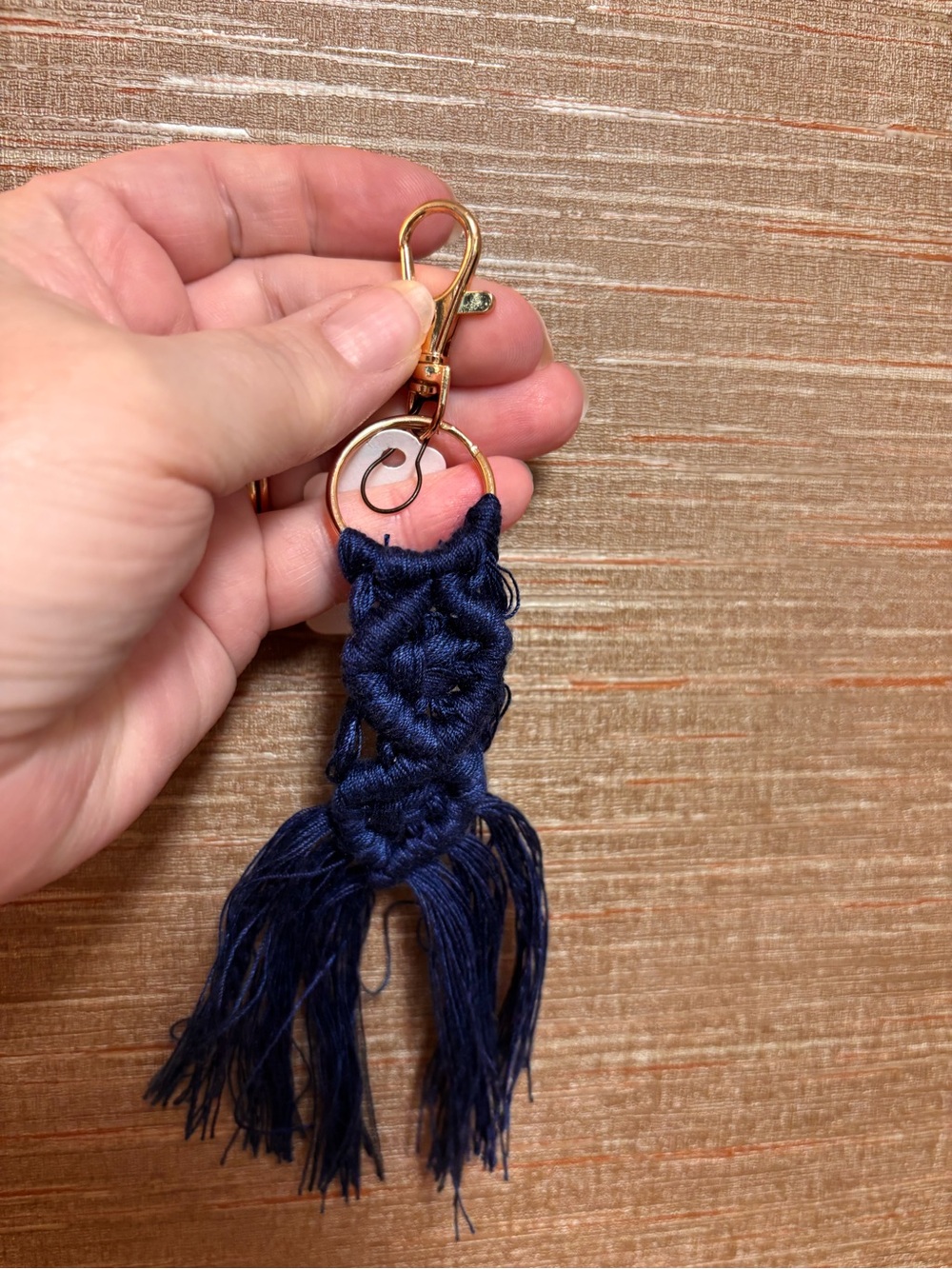 New Navy Macrame Keychain with Gold Hardware stocking stuffer